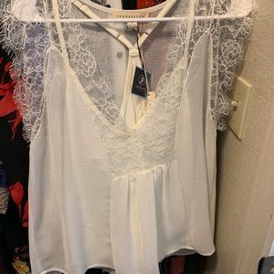 Love stitch lace shirt